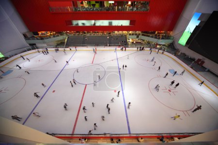 DUBAI - APRIL 18: big covered skating-rink in Dubai Mall, one of