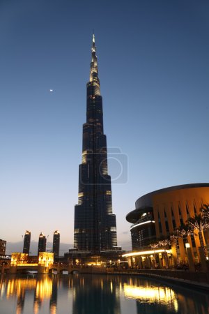 DUBAI - APRIL 18: Burj Dubai skyscraper and area with palms and