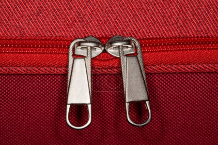 Zipper of luggage bag, close-up