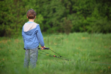 Boy ready to kite fly