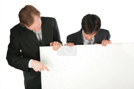 Two businessmen with white plate