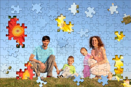 Family of four puzzle collage
