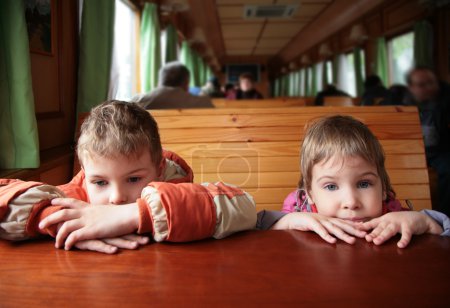 Two children in train