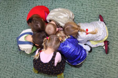 Playing children, top view