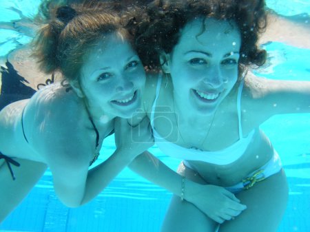 Girls underwater pool