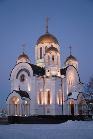 Orthodox church at night in winter