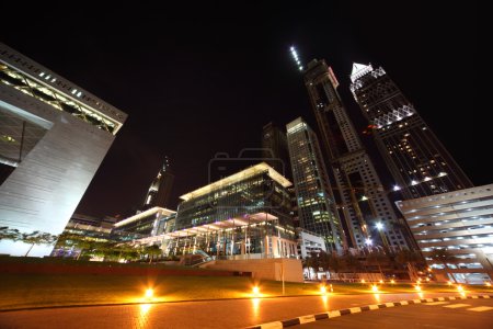 DUBAI - APRIL 18: Dubai skyscrapers and Dubai International Fina
