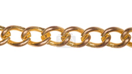 Fragment of gold chain isolated on white background