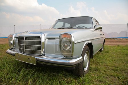 Silvery old-fashioned car