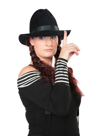 Portrait of beauty woman in black hat