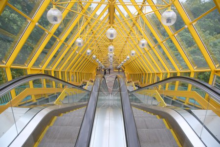 The escalator of pedestrian bridge
