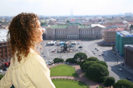 Girl looks on St.Petersburg