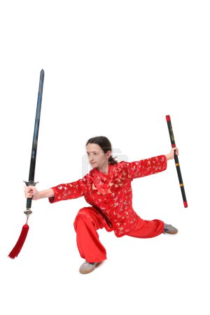 Kung fu girl sword exercise