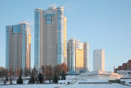 New buildings in Samara in winter 2