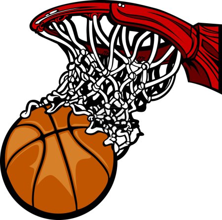 Basketball Hoop with Basketball Cartoon