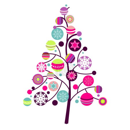 Abstract christmas tree with cute and colorful design elements