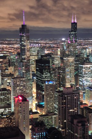 Chicago Urban aerial view at dusk