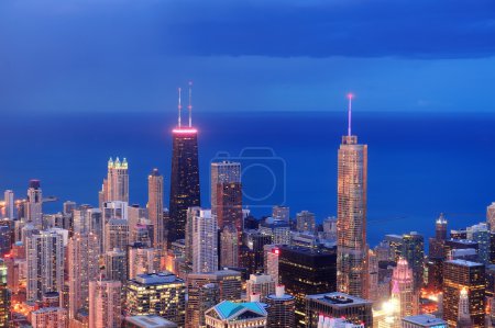Chicago aerial view at dusk