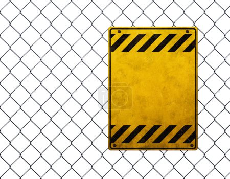 Empty yellow plate at chainlink fence