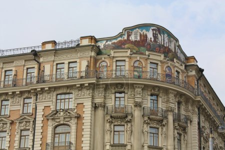 Facade of historic building with a sculpture