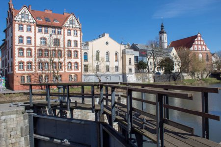OPOLE, POLAND - April 01, 2019: River View in Opole City Center Near the Market Square also known as Opole Venice. 