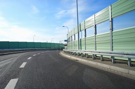 Noise barrier wall on a highway