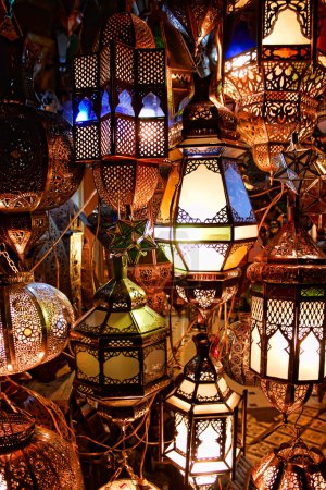 Lamps in a store in marrakesh morocco