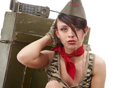 Beautiful young army pin up model