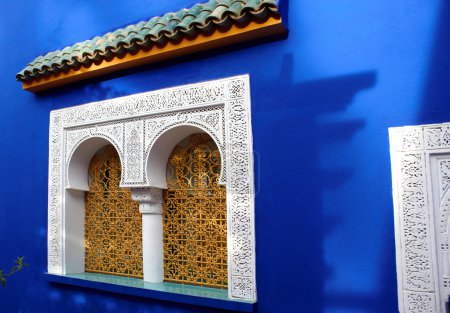 Window of Islamic museum in Jardine Majorelle, Marocco, Africa,