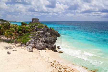 Mayan ruins temple on the beach