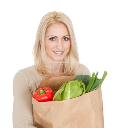 Beautilful woman with grocery bag