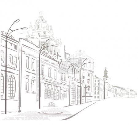 Sketches of streets in the old city