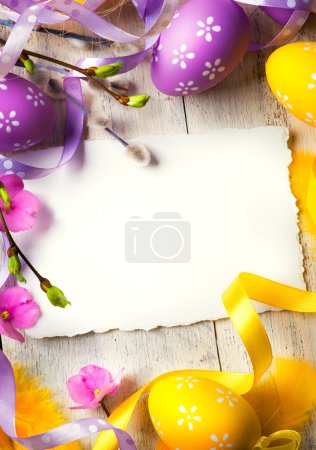 Art Easter greeting card with Easter eggs