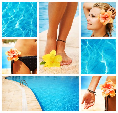 Swimming Pool Collage. Vacation Concept