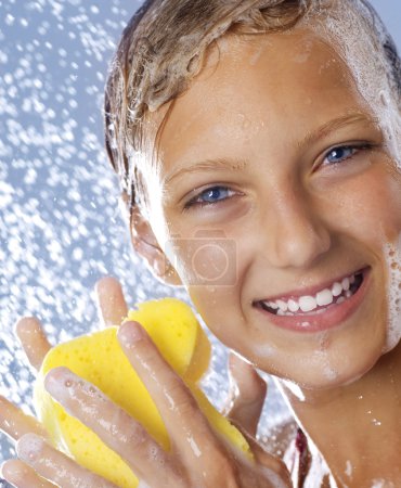 Teenage Girl Taking a Shower. Bathing.Washing