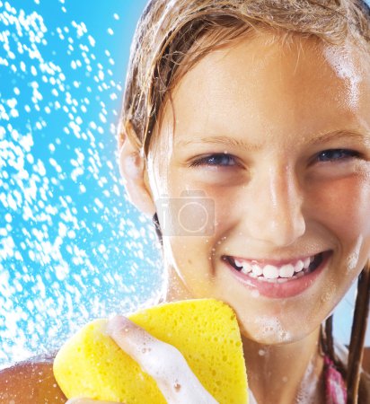 Teenage Girl Taking a Shower. Bathing.Washing
