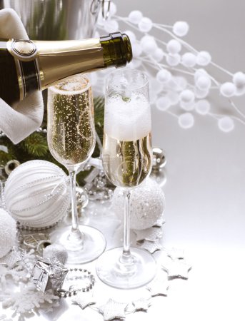 New Year Card Design with Champagne