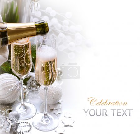 New Year Card Design with Champagne