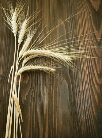 Wheat Border Over Wooden Background