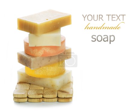 Natural Handmade Soap Stack. Isolated on white