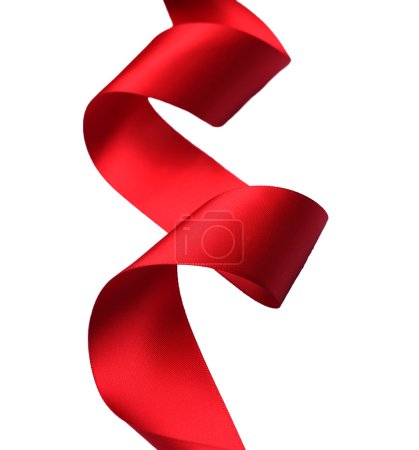 Red satin Ribbon. Isolated on white