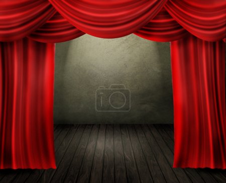 Theater Stage With Red Curtain