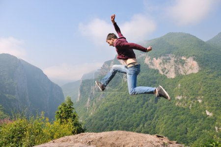 Man jump in nature