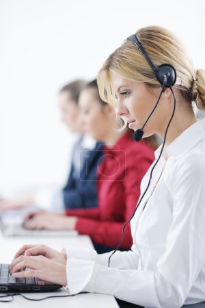 Business woman group with headphones