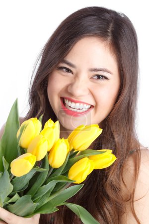 Young Woman with Tulips