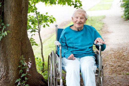 Senior Lady in Wheelchair Smiling