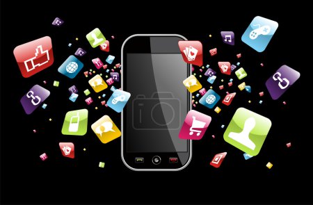 Global smartphone apps icons splash