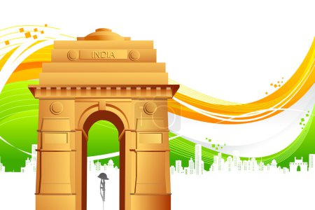 India Gate on Tricolor Background