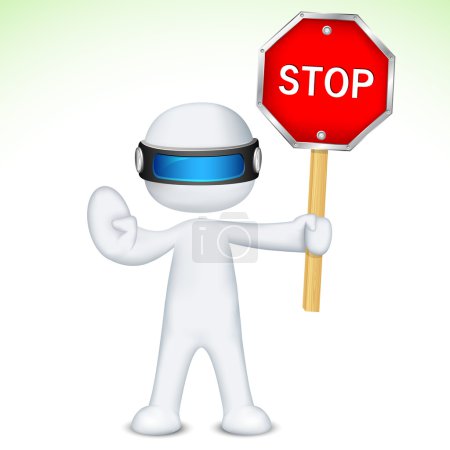 3d Man in Vector with Stop Sign