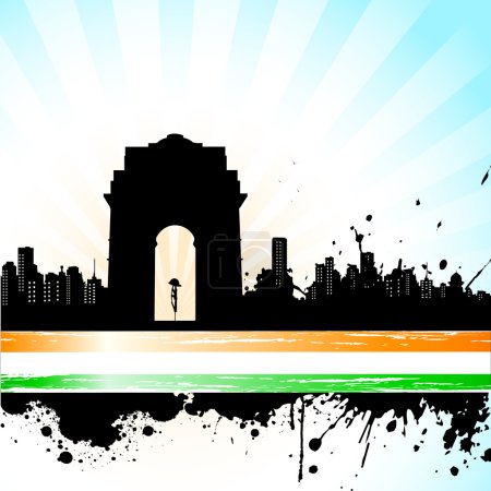 Indian City scape on Tricolor Background